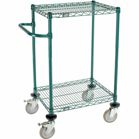 NEXEL 2 Shelf Cart, Poly-Green, 24inL x 18inW x 40inH, Polyurethane Brake Casters B3055392